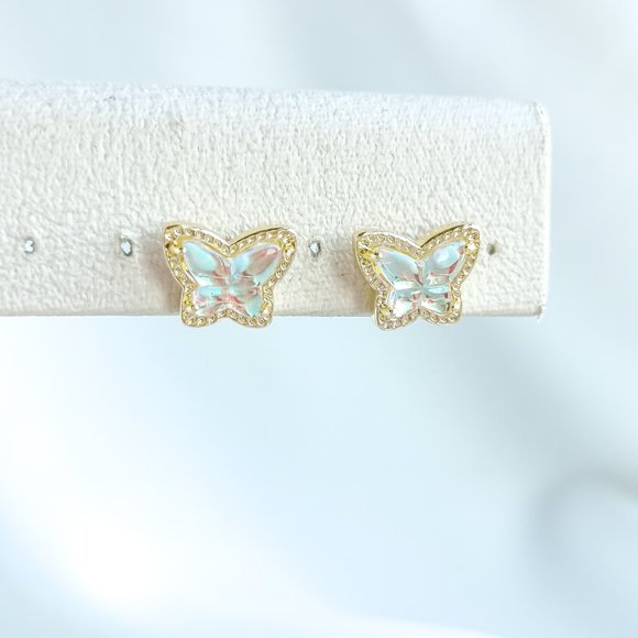 Kendra Scott Jewelry Lillia Butterfly Glass Stud Earrings In Gold